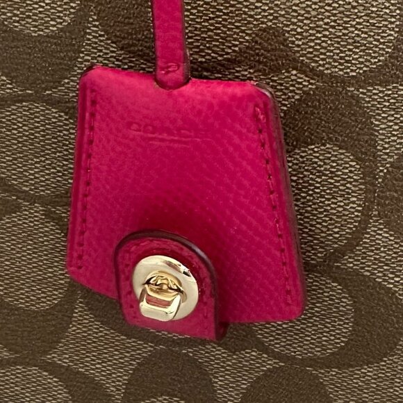 Coach Mini Margot Signature Brown Pink Handbag Caryall Purse + Wallet Leather - Picture 9 of 16